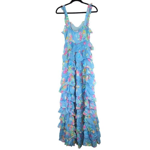 LoveShackFancy Women’s Idra Maxi Dress in Sky Lullaby Blue Sz 4 - Picture 4 of 6